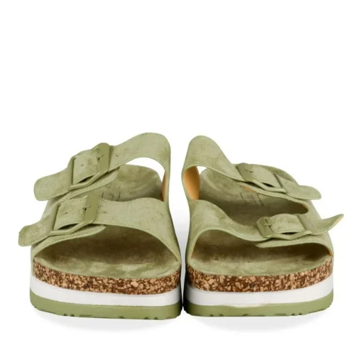 Mules Liège VERT Femme Motif Uni A Enfiler