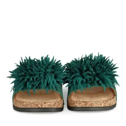 Mules Liège VERT Femme Motif Uni A Enfiler