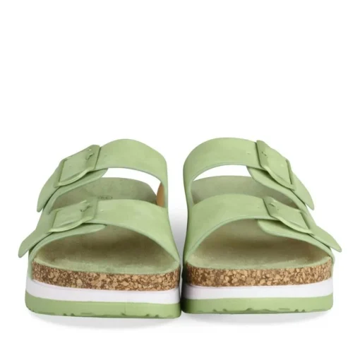 Mules Liège VERT Femme Motif Uni A Enfiler
