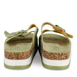Mules Liège VERT Femme Motif Uni A Enfiler