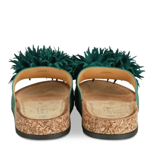 Mules Liège VERT Femme Motif Uni A Enfiler