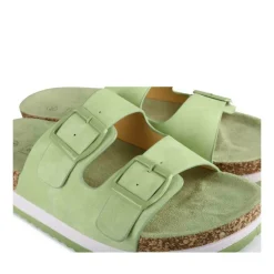 Mules Liège VERT Femme Motif Uni A Enfiler