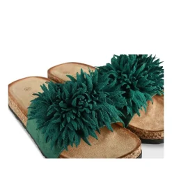 Mules Liège VERT Femme Motif Uni A Enfiler