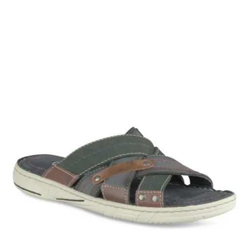 Mules MARINE Homme CUIR Motif Uni A Enfiler