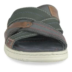 Mules MARINE Homme CUIR Motif Uni A Enfiler