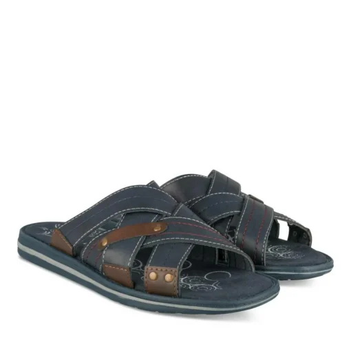 Mules MARINE Homme Motif Uni A Enfiler