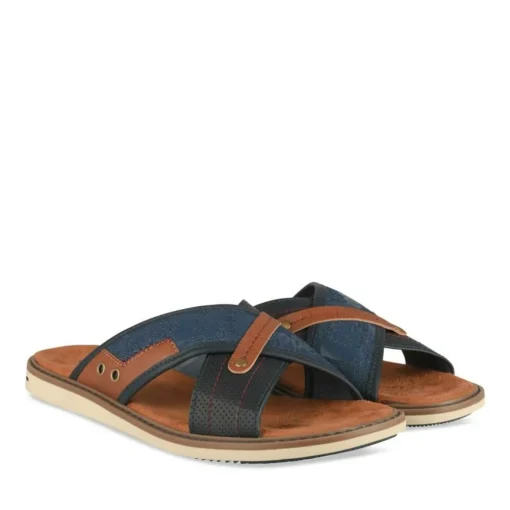 Mules MARINE Homme Motif Uni A Enfiler