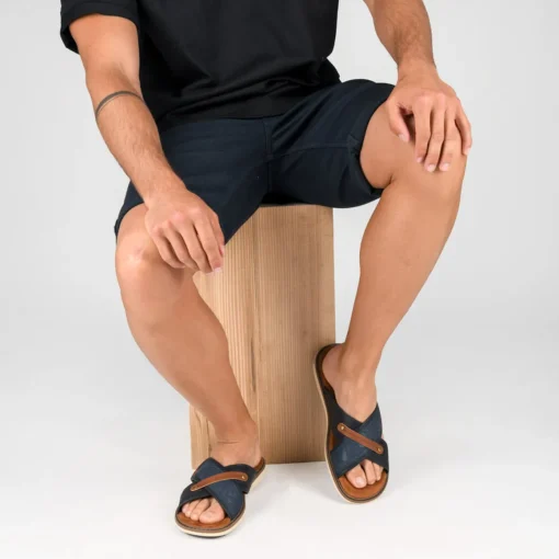 Mules MARINE Homme Motif Uni A Enfiler