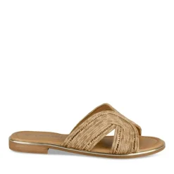 Mules MARRON Femme Motif Tressé A Enfiler