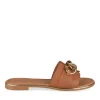 Mules MARRON Femme Motif Chaîne A Enfiler