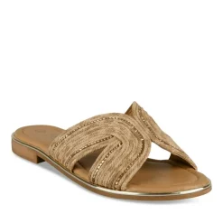 Mules MARRON Femme Motif Tressé A Enfiler