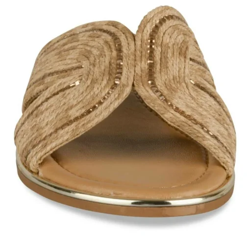 Mules MARRON Femme Motif Tressé A Enfiler