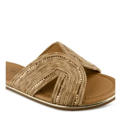 Mules MARRON Femme Motif Tressé A Enfiler