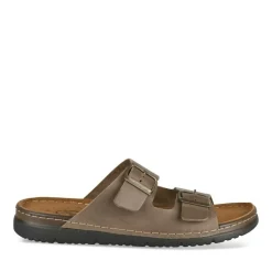 Mules MARRON Homme CUIR Motif Uni A Enfiler