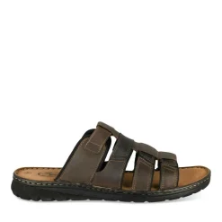 Mules MARRON Homme CUIR Motif Uni A Enfiler