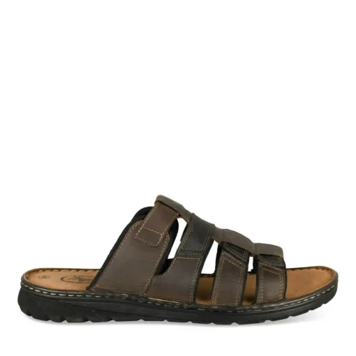 Mules MARRON Homme CUIR Motif Uni A Enfiler
