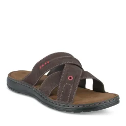 Mules MARRON Homme CUIR Motif Uni A Enfiler