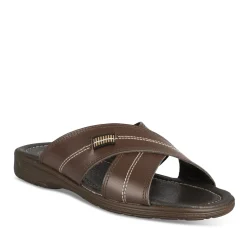 Mules MARRON Homme CUIR Motif Uni A Enfiler