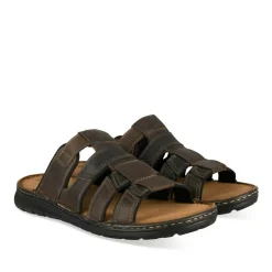 Mules MARRON Homme CUIR Motif Uni A Enfiler