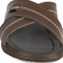 Mules MARRON Homme CUIR Motif Uni A Enfiler