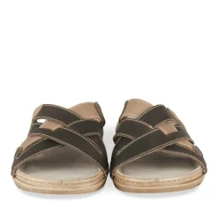 Mules MARRON Homme CUIR Motif Uni A Enfiler