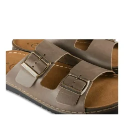 Mules MARRON Homme CUIR Motif Uni A Enfiler