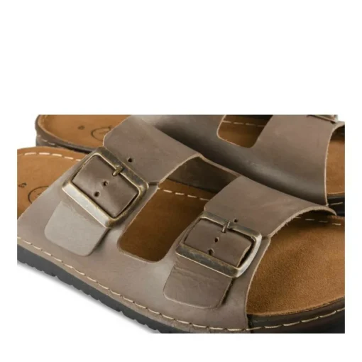Mules MARRON Homme CUIR Motif Uni A Enfiler
