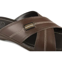 Mules MARRON Homme CUIR Motif Uni A Enfiler