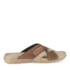 Mules MARRON Homme Motif Uni A Enfiler
