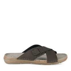 Mules MARRON Homme Motif Uni A Enfiler