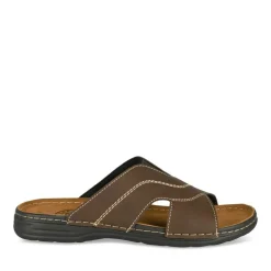 Mules MARRON Homme Motif Uni A Enfiler