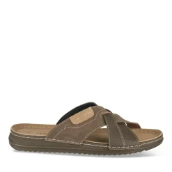 Mules MARRON Homme Motif Uni A Enfiler