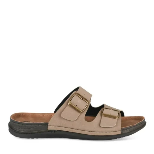 Mules MARRON Homme Motif Uni A Enfiler