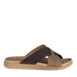 Mules MARRON Homme Motif Uni A Enfiler