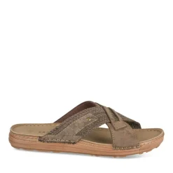 Mules MARRON Homme Motif Uni A Enfiler
