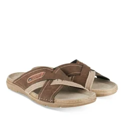 Mules MARRON Homme Motif Uni A Enfiler