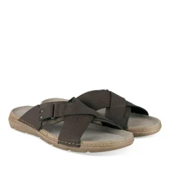 Mules MARRON Homme Motif Uni A Enfiler