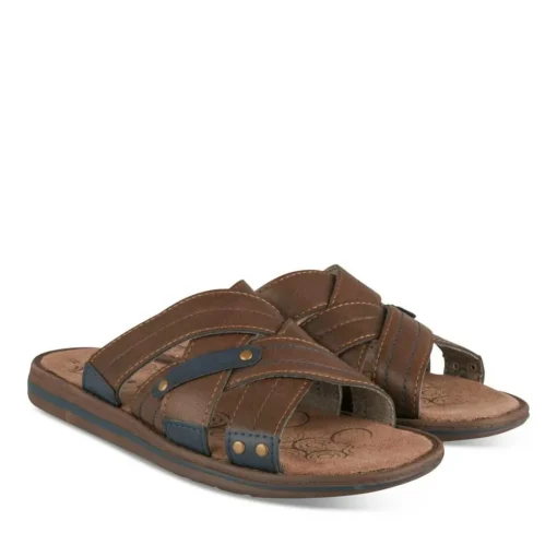 Mules MARRON Homme Motif Uni A Enfiler