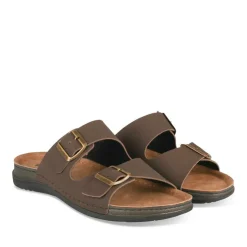 Mules MARRON Homme Motif Uni A Enfiler