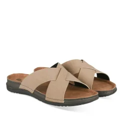 Mules MARRON Homme Motif Uni A Enfiler