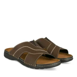 Mules MARRON Homme Motif Uni A Enfiler