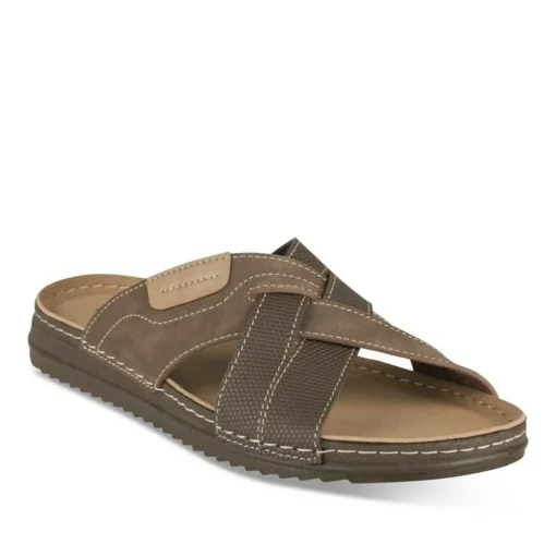 Mules MARRON Homme Motif Uni A Enfiler