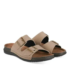 Mules MARRON Homme Motif Uni A Enfiler