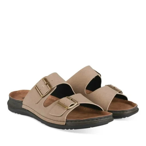 Mules MARRON Homme Motif Uni A Enfiler