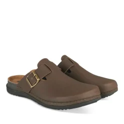 Mules MARRON Homme Motif Uni A Enfiler