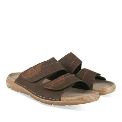 Mules MARRON Homme Motif Uni A Enfiler