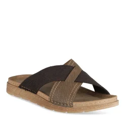 Mules MARRON Homme Motif Uni A Enfiler