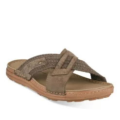 Mules MARRON Homme Motif Uni A Enfiler