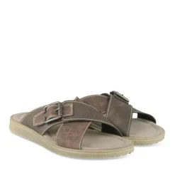 Mules MARRON Homme Motif Uni A Enfiler
