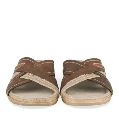 Mules MARRON Homme Motif Uni A Enfiler